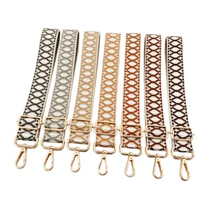 Adjustable Woven Jacquard Replacement Shoulder Crossbody Bag Strap With Metal Hardware Handbag Strap