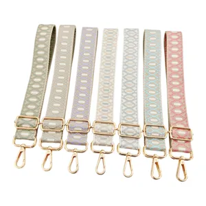 Jacquard embroidery adjustable bag strap detail, replacement cross-body shoulder strap.