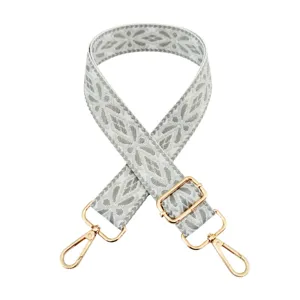 Woven replacement bag strap detail, 3.8cm wide adjustable crossbody strap with gold hardware.