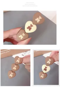 Korean cute heart-shaped color-blocking bear hair clip sweet style hair accessory for girls