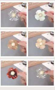 Acrylic flower hair claw clip with pearl center, cute small shark clip in multiple colors.