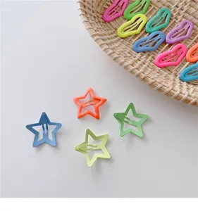 Colorful star and heart hair clips set, sweet candy color bb clips for kids girls hair styling.