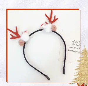 Weihnachten Rentiergeweih Plüsch Haarreif süßer Festtag Haarschmuck für Kinder und Frauen Party