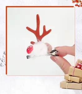 Weihnachts-Hirschgeweih Plüsch Haarklammer süße Urlaubs-Haaraccessoires für Kinder Damen