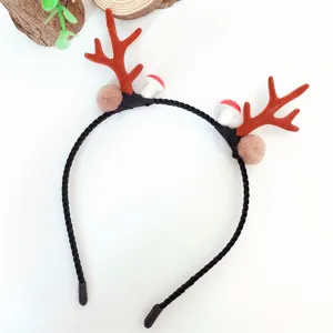 Süßer Weihnachts Rentier Geweih Haarreif mit Plüsch Pilzen und Pompons für Kinder und Damen