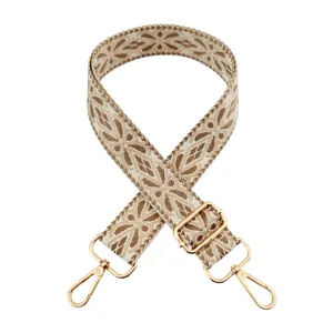 Wide Woven Replacement Bag Strap Adjustable Shoulder Crossbody Bag Strap with Gold Hardware