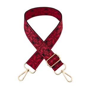 Woven bag strap replacement, 3.8cm wide adjustable crossbody strap with gold hardware.