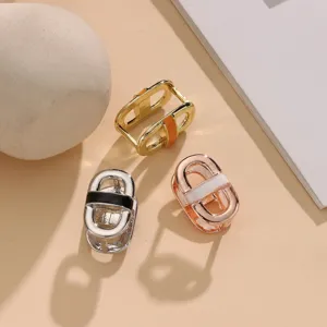 Mini metal silk scarf ring ribbon buckle set, elegant design for shirt bows and chic accessories.