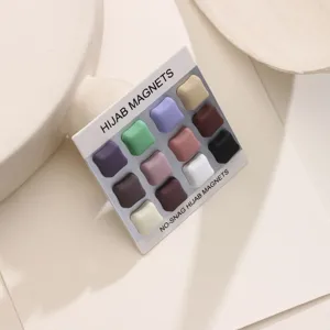 Set de 12 imanes cuadrados mate para hiyab, pines magnéticos seguros sin enganches para bufandas.