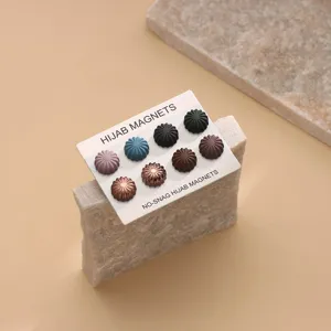 Mat geplooide bloemen hijab magneet set, sterke magnetische spelden voor moslim hoofddoek.