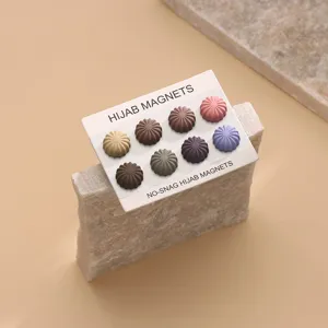 Mat geplooide bloem hijab magneten set, sterke magnetische spelden voor islamitische hoofddoek