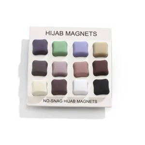 Imanes cuadrados mate para hijab juego de 12 colores para fijacion de velo islamico