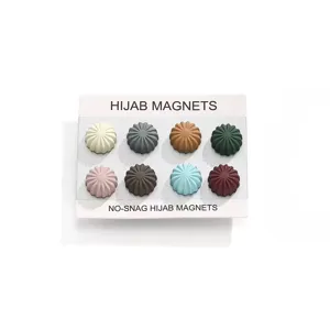 Set van 8 matte geplooide bloem hijab magneten kleurrijke sterke magnetische spelden
