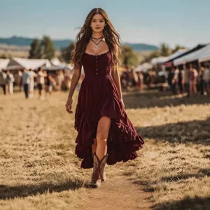 Retro burgundy smocked strapless high-low midi dress for women fashion spring summer daily wear.