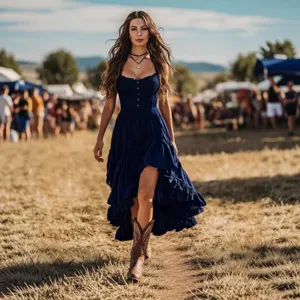 Retro elegant smocked strapless dress for women, vintage summer high low tiered midi gown.