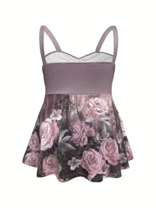 Damen Blumenmuster Trägershirt Tanktop, lässiges Sommer ärmelloses Mode Bluse Top.