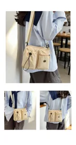Multi-functional casual canvas crossbody bag with multi pockets, lightweight for travel commuting.
