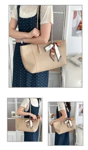 Borsa shopper monocolore minimalista da donna, borsa a spalla capiente per lavoro e tempo libero.