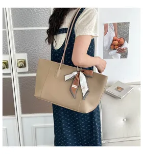 Borsa a spalla grande capienza tinta unita per donna, elegante borsa da lavoro casual.