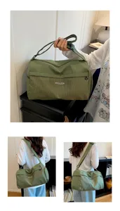 Bolso de viaje grande de lona verde bolsa de hombro cruzada informal para mujeres