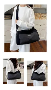 Bolso de hombro informal grande, elegante bolsa de viaje de cuadros, detalles de bolso cruzado ligero.
