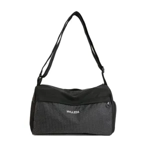Bolso bandolera de viaje negro de gran capacidad para mujer con patrón de cuadrícula