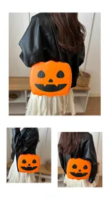 Pumpkin shoulder bag detail view showing Halloween design and orange color variant.