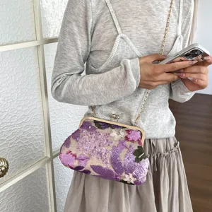 Bolso cruzado elegante bordado con cierre metálico de cadena bolso de hombro chic top