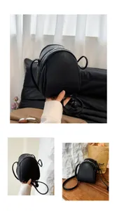 Zaino nero piccolo tinta unita minimalista borsa a tracolla casual alla moda per donna.