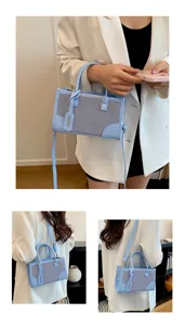 Bolso de hombro de lona azul claro para mujer, bolso cruzado informal de moda para uso diario.