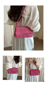 Stijlvolle roze suède schoudertas onderarmtas voor vrouwen, casual handtas chic.