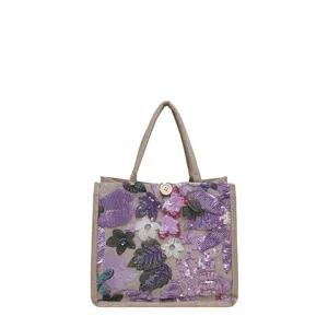 Modische Pailletten bestickte Damen Tote Tasche, große Kapazität lässige Handtasche mit Griff.