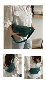 Women green corduroy chest bag casual crossbody bag daily commute versatile shoulder bag