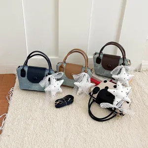 Koreanische Mode kleine quadratische Handtasche mit Spitze Stern Anhänger Umhängetasche.