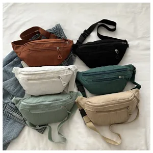 Corduroy chest bag for women, stylish crossbody shoulder bag detail view with multiple colors.