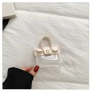 Mini bolso transparente de PVC para llaves de coche colgante lindo bolso de piel PU.