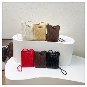 Chic mini sac téléphone tissé pour femme, sac bandoulière souple et élégant, nouveauté automne.