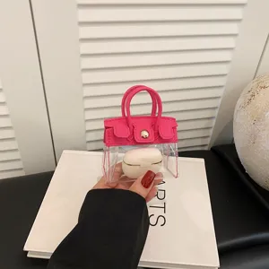 Lindo Llavero de Mini Bolso de PVC Transparente Estuche para Llaves de Coche Con Cierre de Metal Colgante para Bolso de Moda Mujer
