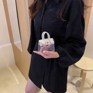 Mini bolso transparente bonito llavero de coche colgante pequeña bolsa clara elegante chic