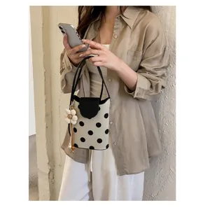 Sac à main mini à pois tendance pour femme élégant sac bandoulière téléphone avec pendentif