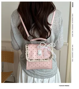 Sweet polka dot backpack for women Korean style fashionable cute casual travel school bag