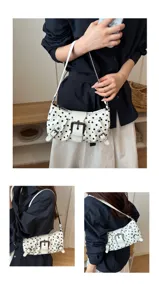Retro polkadot motorfiets schoudertas trendy gesp chique forensische okseltas tas