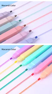 Set de surligneurs esthétiques à double ligne, couleurs Morandi et Macaron pour notes.