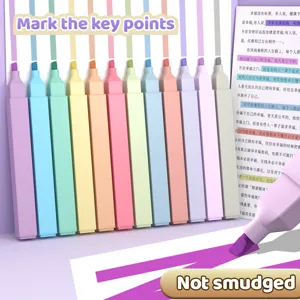 Stylos Surligneurs à Corps Carré Ensemble de Couleurs Macaron Morandi Stylos de Marquage pour Étudiants Papeterie Esthétique