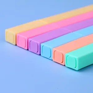 Set de surligneurs carrés pastel, jolis stylos esthétiques macaron pour les étudiants.