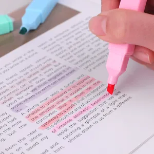 Surligneur pastel carré pour étudiants, parfait pour le bullet journal et les notes.