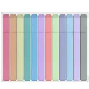 Set de surligneurs pastel, marqueurs carrés esthétiques pour carnet, école et bureau.