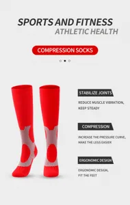 High-performance red sports compression socks for running and fitness, offering muscle support.