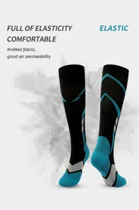 Outdoor sports long compression socks, breathable knitted athletic running leg protection hosiery.
