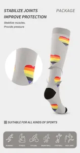 Calcetines de compresión para running y ciclismo, soporte deportivo con diseño de corazón.